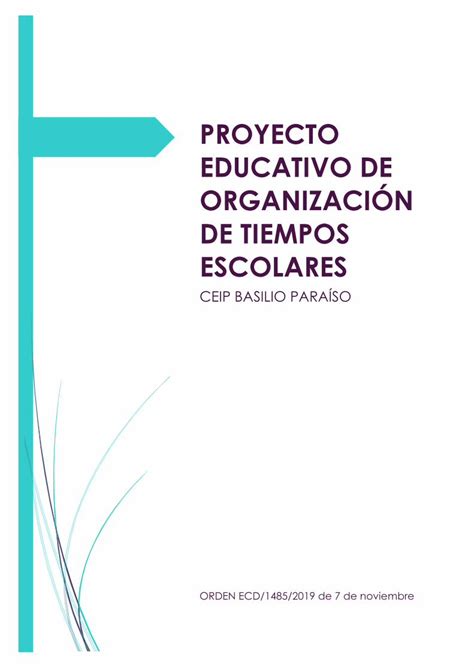 Pdf Proyecto Educativo De Organizaci N De Tiempos Ceipbasilioparaiso