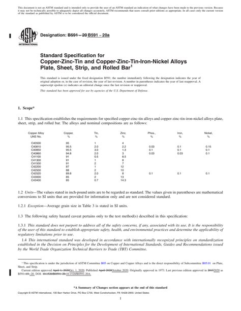 Astm B A Standard Specification For Copper Zinc Tin And Copper