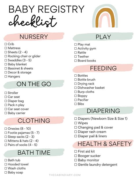 Baby List Registry Checklist