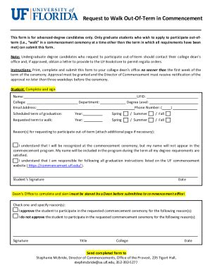 Fillable Online Aec Ifas Ufl Request To Participate In Commencement