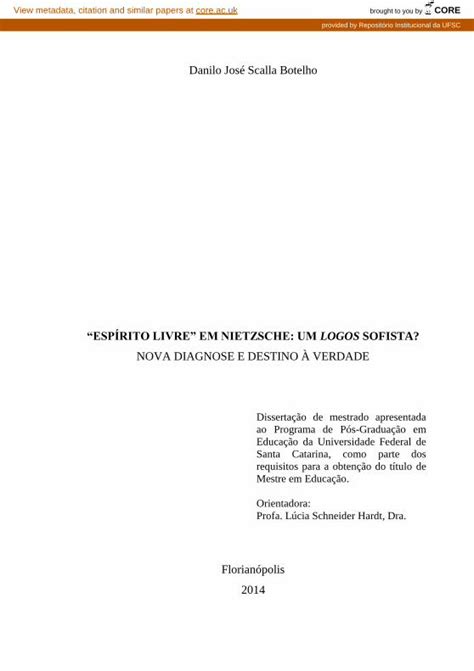 Pdf Esp Rito Livre Em Nietzsche Um Logos Sofista Livre Via