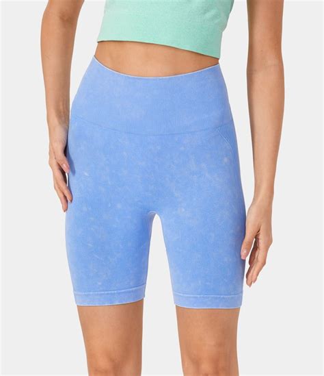 Shorts De Ciclista De Entrenamiento Fruncidos De Talle Alto Incons Til