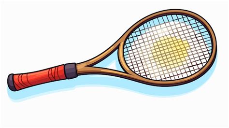 Cartoon Doodle Tennis Racket And Ball Illustration Premium AI