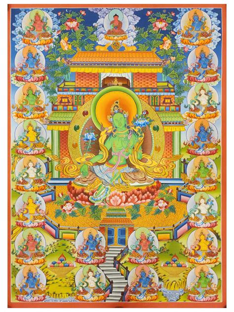 21 Tara Thangka Buddhist Traditional Painting Real Gold Tibetan