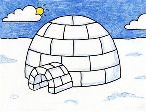 Easy How To Draw An Igloo Tutorial And Igloo Coloring Page Kids Art