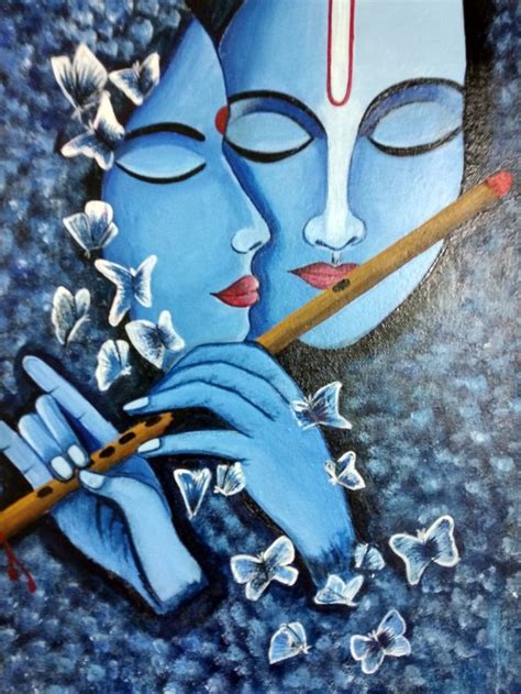 Blue Radha Krishna Acrylic Painting Hand Painting Art Original