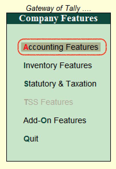 Accounting Features in Tally ERP 9 - javatpoint