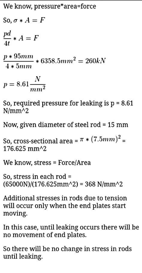 Solved A Pressure Vessel Consists Of Two Flat Plates Clamped To The