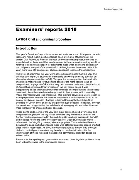 Exam 2018 Questions And Answers Examiners Reports 2018 Examiners