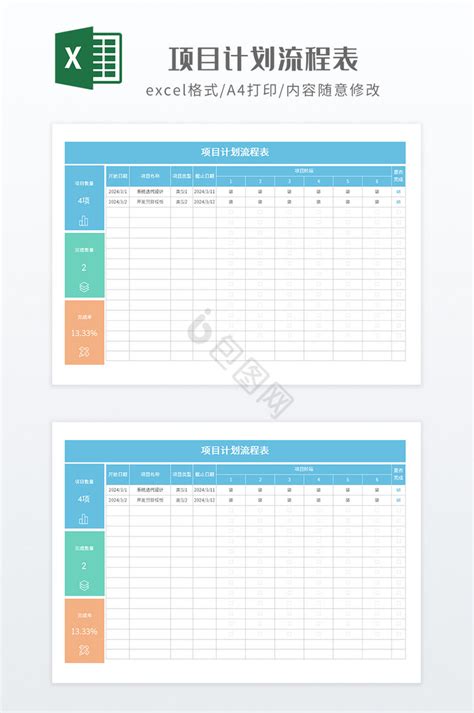 项目进度计划excel表模板下载 包图网