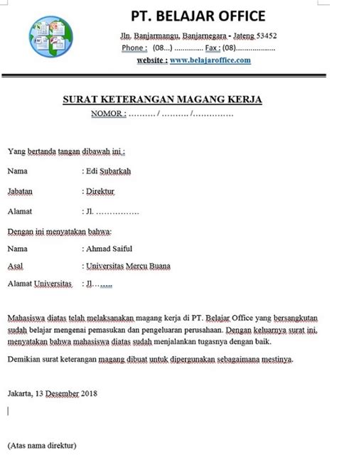 Detail Contoh Surat Rekomendasi Magang Dari Kampus Koleksi Nomer