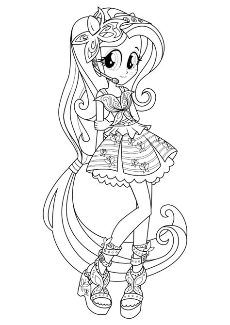 Equestria Girls Fluttershy Coloring Page Free Printable Coloring Pages