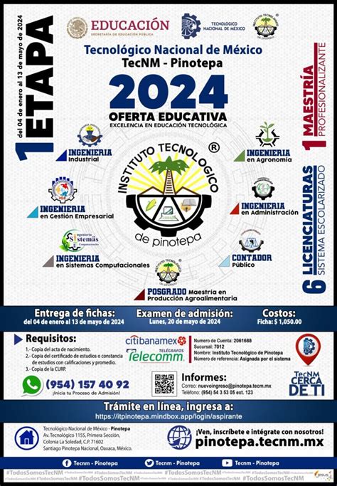 Convocatoria Admisión 2024 Tecnm Pinotepa Tecnológico Nacional De