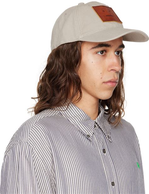 Acne Studios Beige Leather Patch Cap Acne Studios