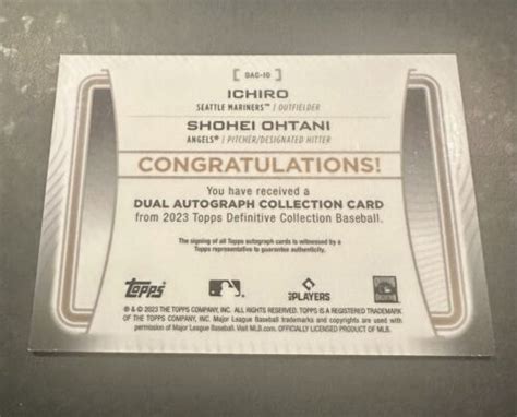 Topps Definitive Collection Shohei Ohtani Ichiro Dual Auto Card