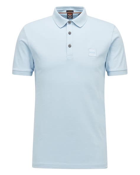 Boss Mens Passenger Light Blue Slim Fit Polo Shirt