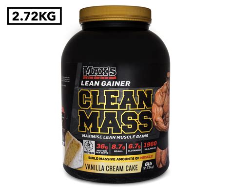 Maxs Clean Mass Lean Gainer Protein Powder Vanilla Cream Cake 272kg Au