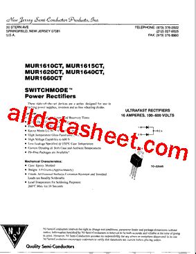 MUR1660CT Datasheet PDF New Jersey Semi Conductor Products Inc