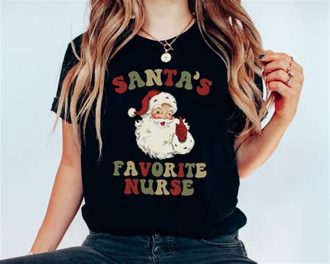 Camisa de Navidad de enfermera camiseta divertida de Papá Noel