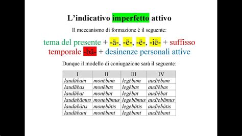 L Indicativo Imperfetto Delle Quattro Coniugazioni Attive Dei Verbi