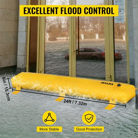 Vevor Flood Barrier 24 Ft Length X 6 In Height Sandbag Alternative