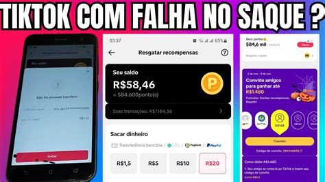 Tiktok Falha No Saque Erro De Check In Do Tiktok Pix Inv Lido