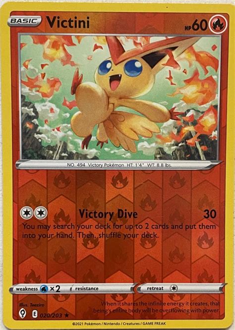 Victini Reverse Holo 20 Prices Pokemon Evolving Skies Pokemon Cards