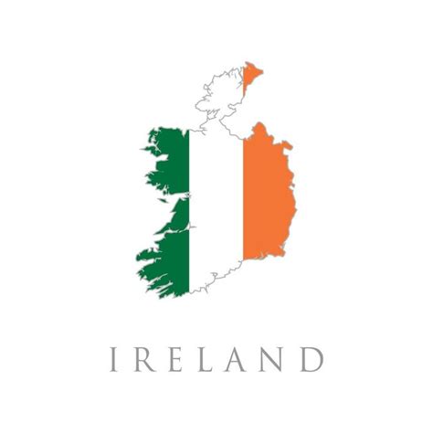 Simple Map Of Ireland With Flag Isolated On White Background Vector