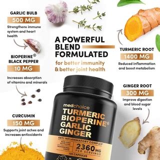 Medchoice In Turmeric Curcumin W Bioperine Ginger Root Garlic