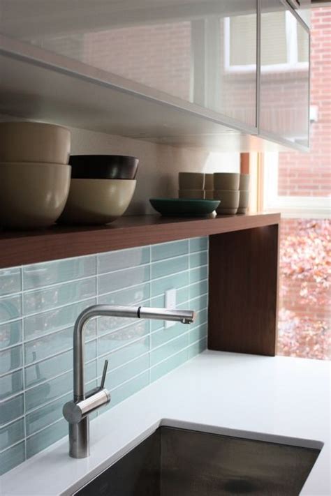 Modern Glass Tile Backsplash / Modern White Glass, Metal & Marble ...