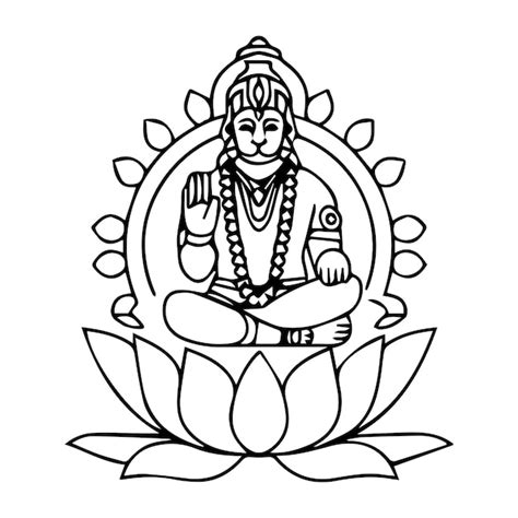 Lord Hanuman Jayanti Line Art Illustration Premium AI Generated Vector