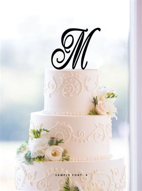 Personalized Monogram Initial Wedding Cake Toppers Letter M Elegant