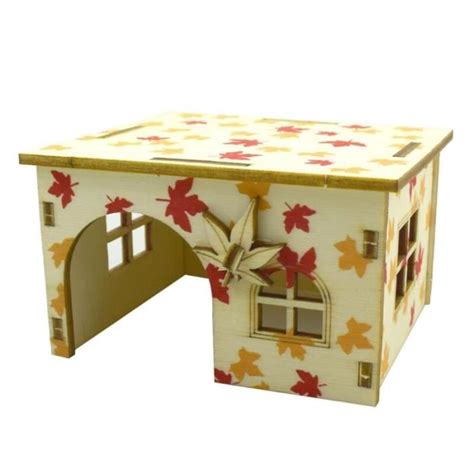 Refuge Hamster Cabane En Bois Petits Animaux Villa Double Couche