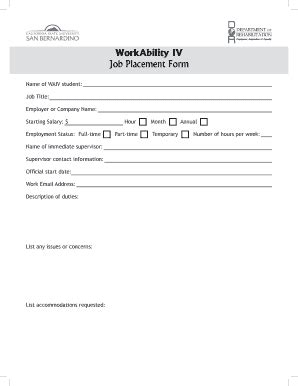 Fillable Online Workabilityiv Csusb Workability Iv Job Placement Form