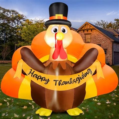 Amazon 6 FT Thanksgiving Inflatable Turkey Built In LEDs Blow Up