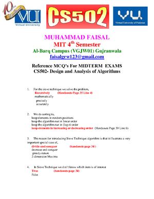 Cs Final Term Mcqsby Arsalan Solved Mcq S From Finalterm Papers