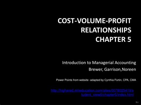 Ppt Cost Volume Profit Relationships Chapter 5 Powerpoint