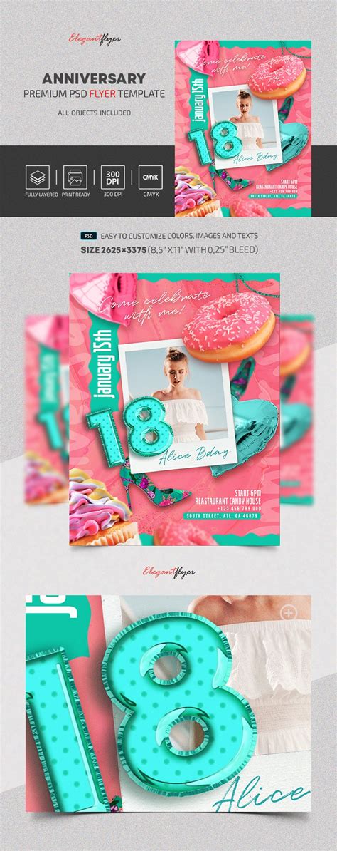 Pink Artistic Anniversary Flyer Premium Flyer Template Psd By