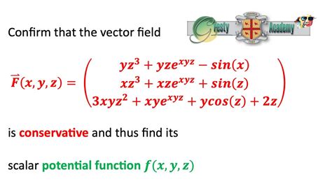 Finding The Potential Function F X Y Z Of A Conservative Vector Field