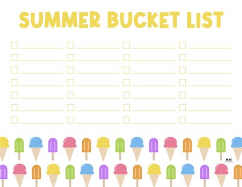 Summer Bucket Lists Free Printables Printabulls