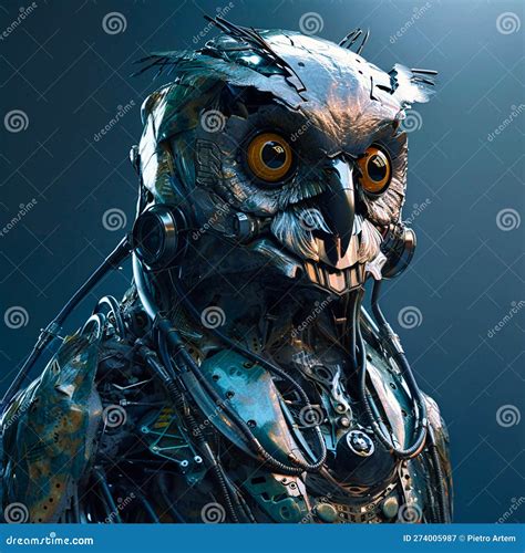 CYBERNETIC OWL HUMANOID, Generative AI Stock Illustration ...