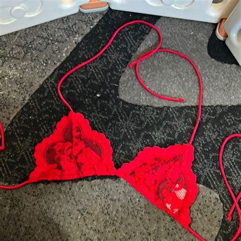 Intimates Sleepwear Red Lace Triangle Lingerie Top Poshmark