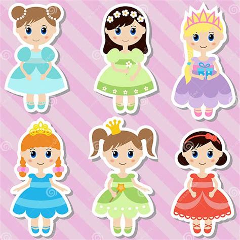 Big Set Of Beautiful Princesses Stock Vector Illustration Of Draw