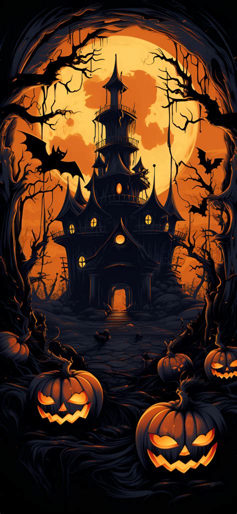 Halloween Spooky House & Jack-o'-lantern Wallpapers for iPhone