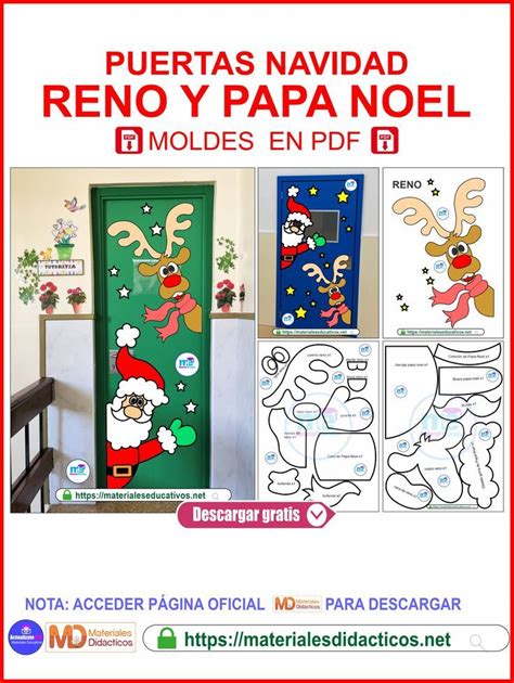 MOLDES PUERTAS NAVIDAD DE RENO Y PAPA NOEL Puerta De Navidad Molde