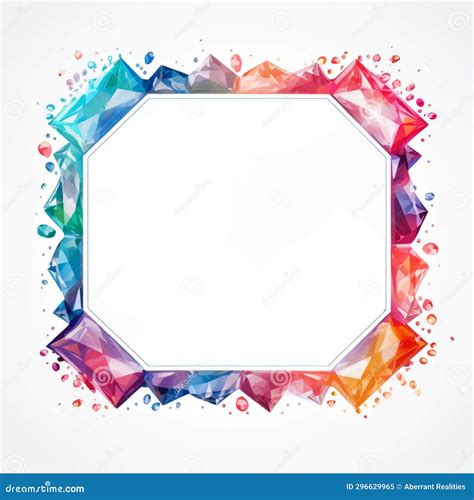 Abstract Square Frame With Colorful Diamonds On A White Background