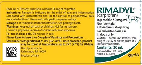 Rimadyl Sterile - Zoetis Inc.: Veterinary Package Insert