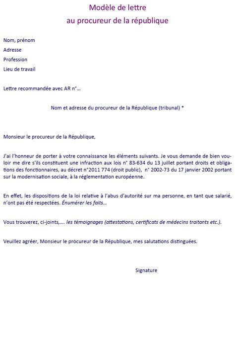 Modele De Lettre Signalement De Harcelement Moral