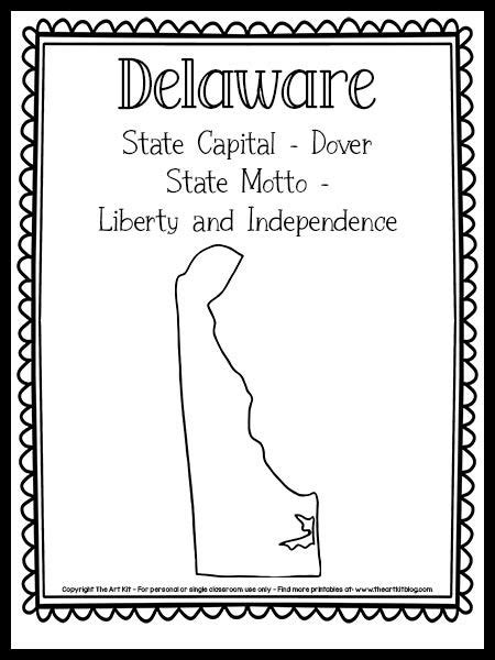 Delaware State Outline Coloring Page FREE Printable Delaware State