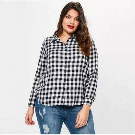 Kiss Milk Women Plus Size Ol Style Plaid Shirt